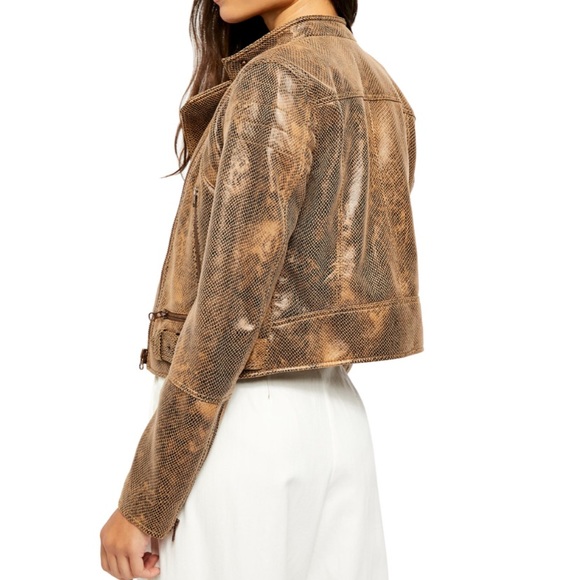 Fenix Snake Embossed Faux Leather Moto Jacket - Picture 5 of 14